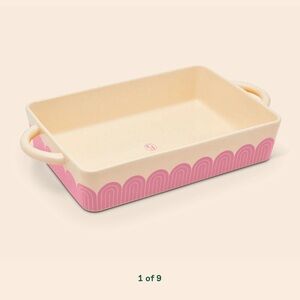 Pink Arc Pattern Ceramic Baking Dish